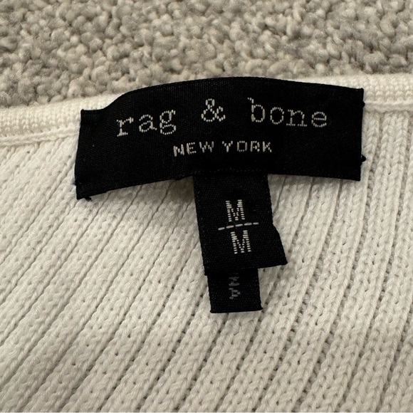 Rag and Bone Cricket V-Neck Long-Sleeve Knit Sweater White Black Size Medium EUC - Picture 5 of 9